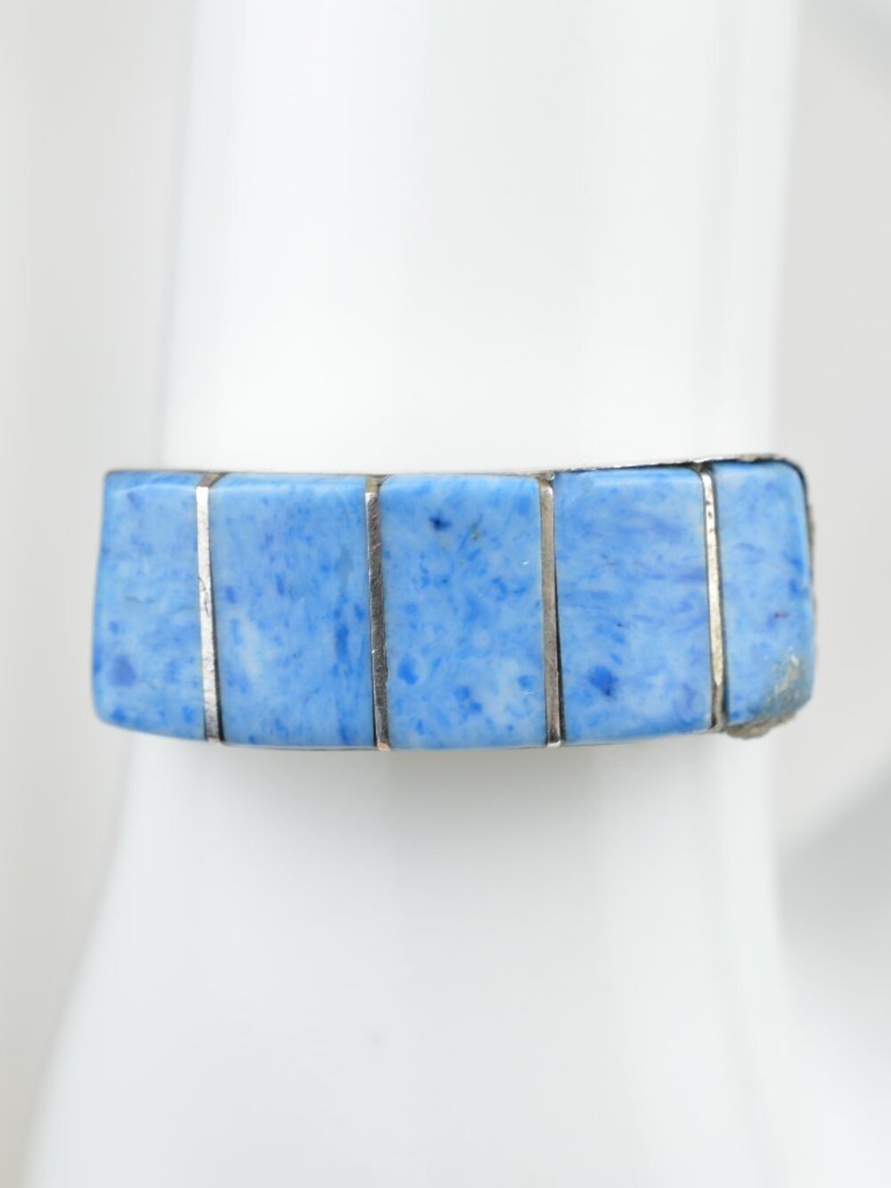 VTG Navajo George Kee Turquoise Silver Inlay Ring 8
